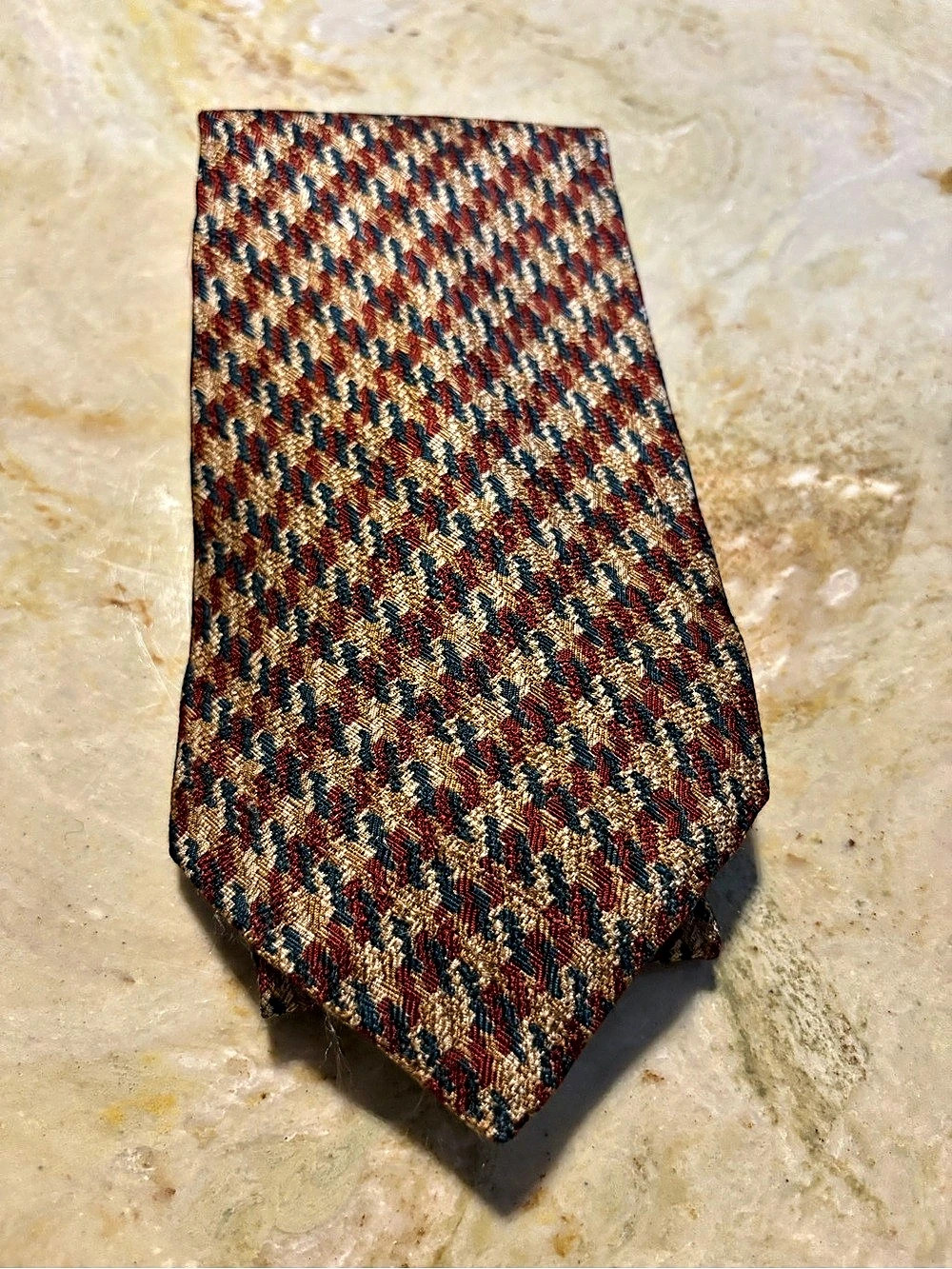 Vito Rufolo Houndstooth Silk Tie in Brown & Blue